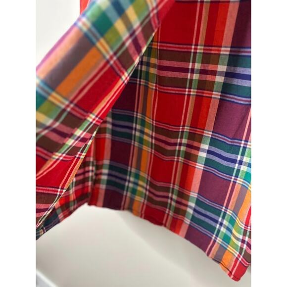 Vintage Talbots Madras Plaid Wrap Midi Skirt Size 14 Cotton Preppy Retro Color - Picture 3 of 9